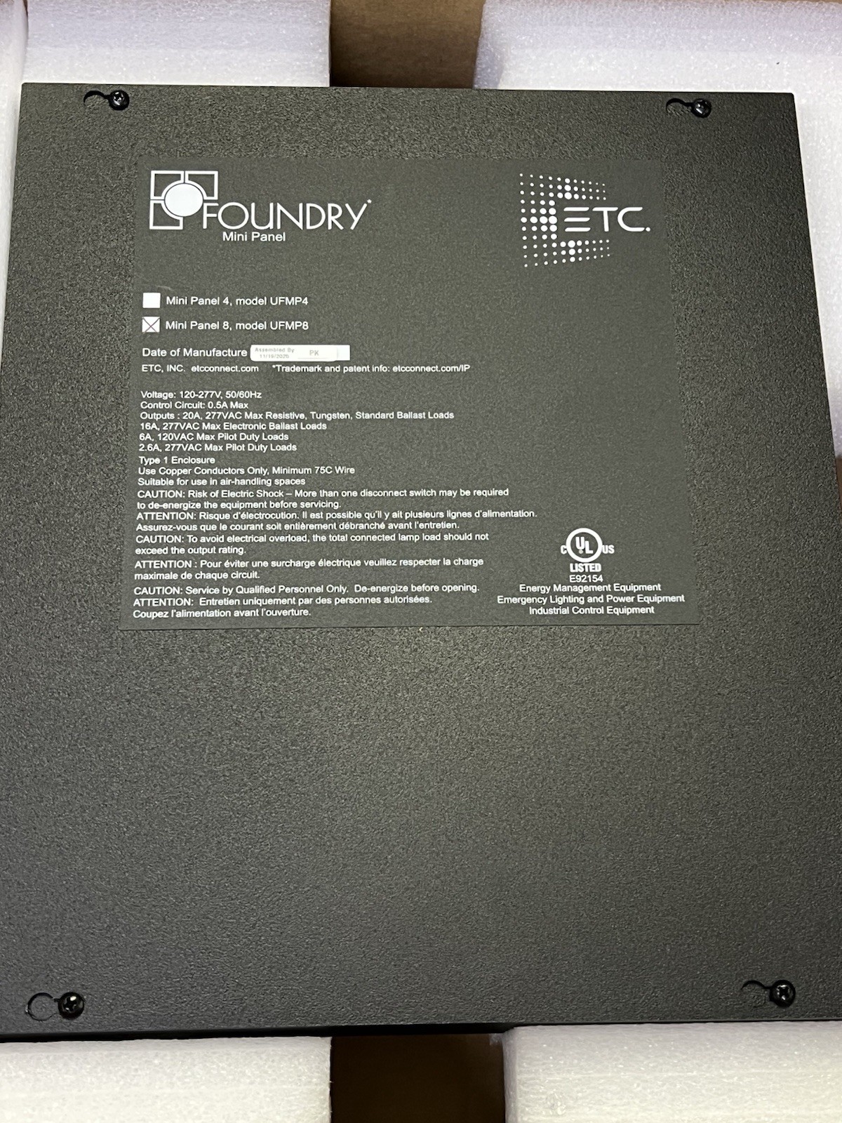 ETC UFMP8 DMX Foundry Mini Relay Lighting Control Panel