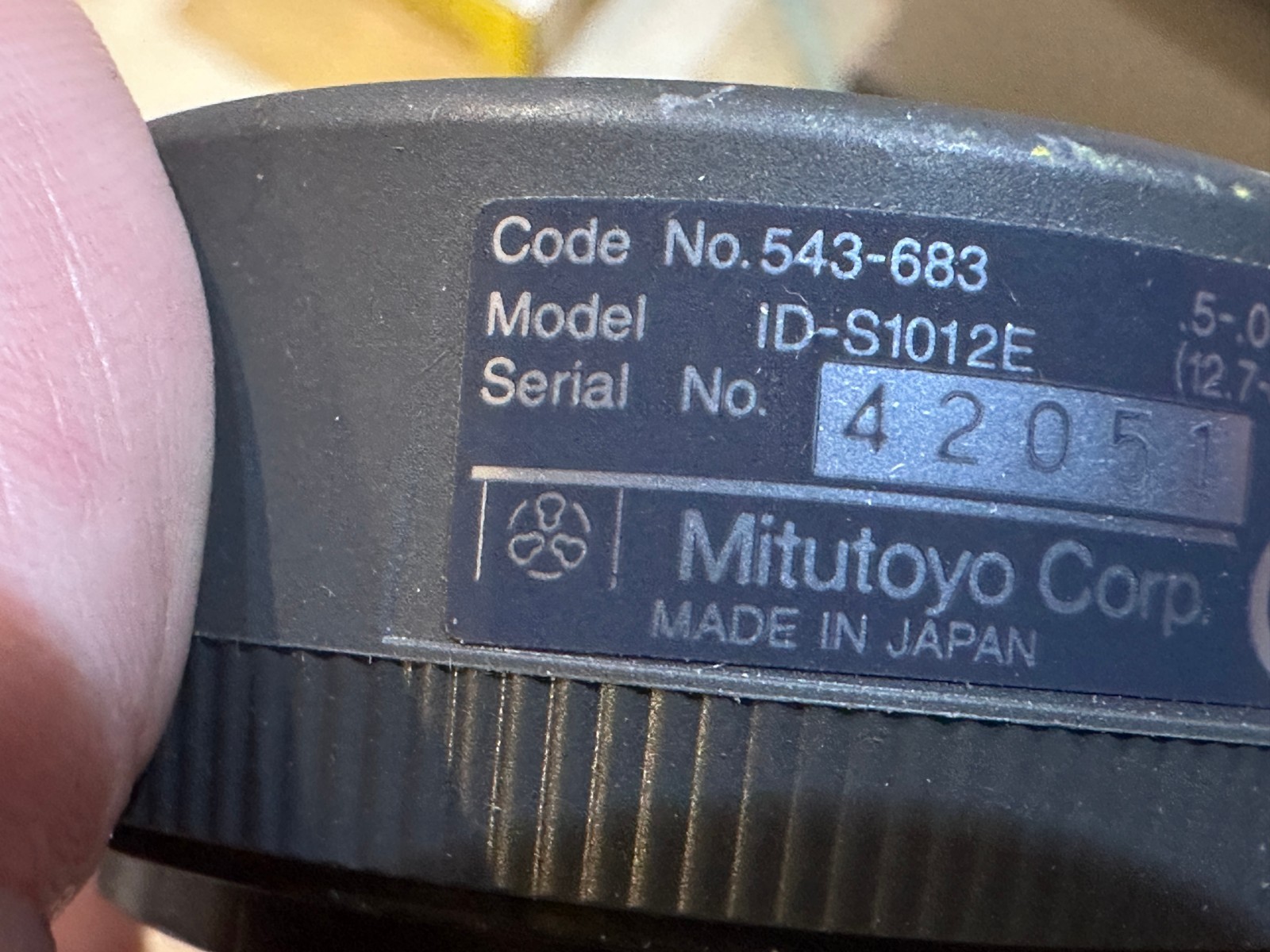 Mitutoyo Absolute Digital Indicator 543-683 Model ID-S1012E - Rounded Anvil