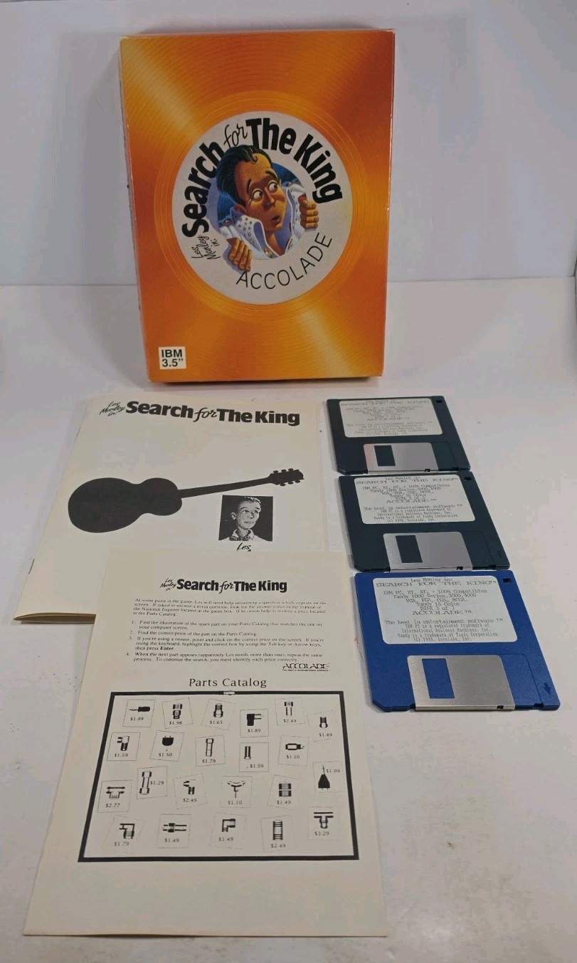 Les Manly In: Search For The King 1990 IBM 3.5 Accolade Vintage Big Box PC Game