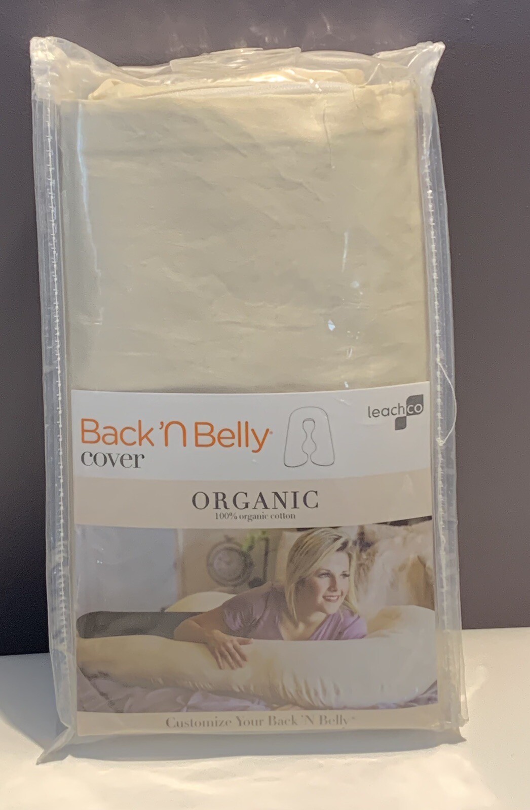 NEW LEACHCO BACK 'N BELLY Organic Pregnancy Maternity U Pillow Case Cover Cream