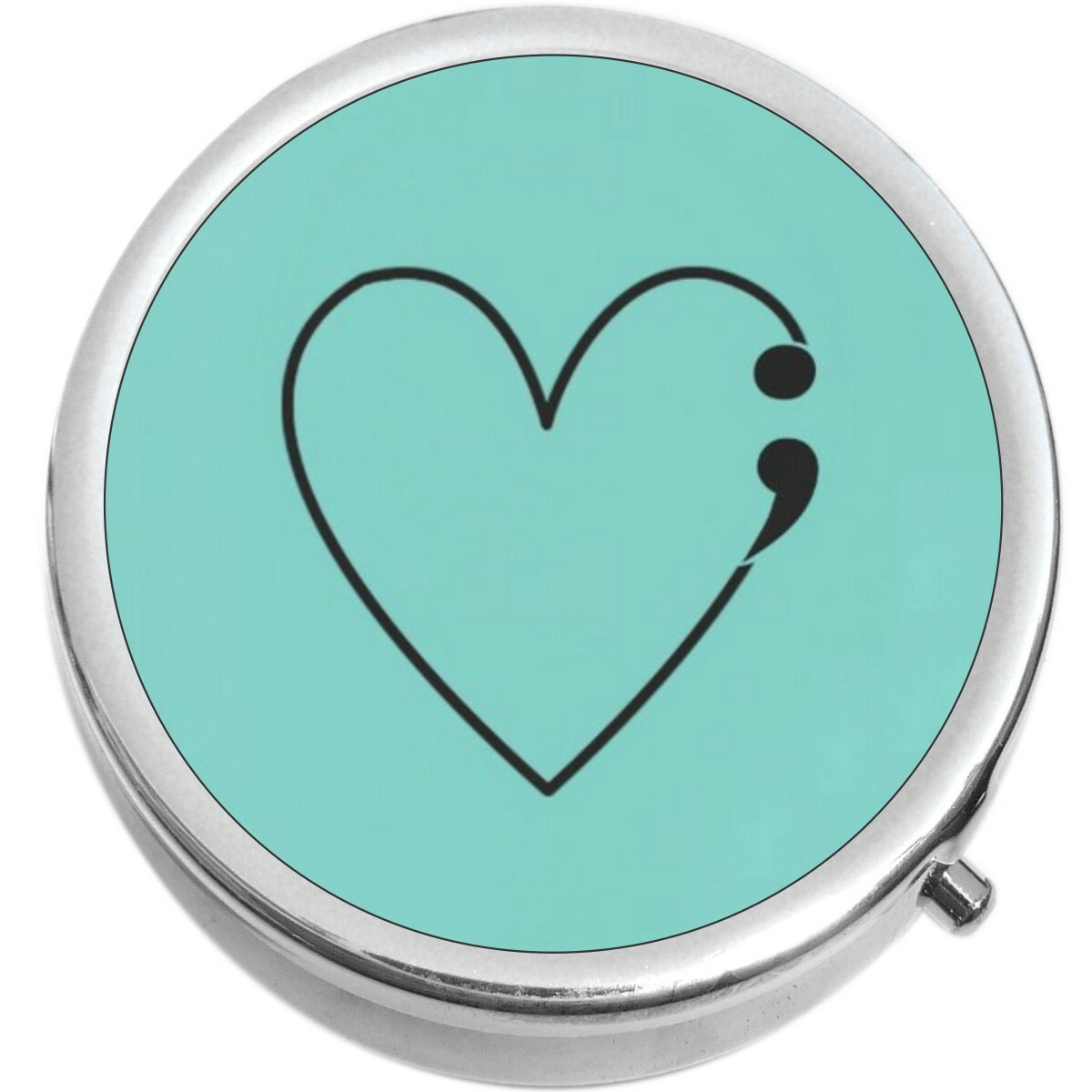 Suicide Prevention Semicolon Heart  Medicine Pill Box