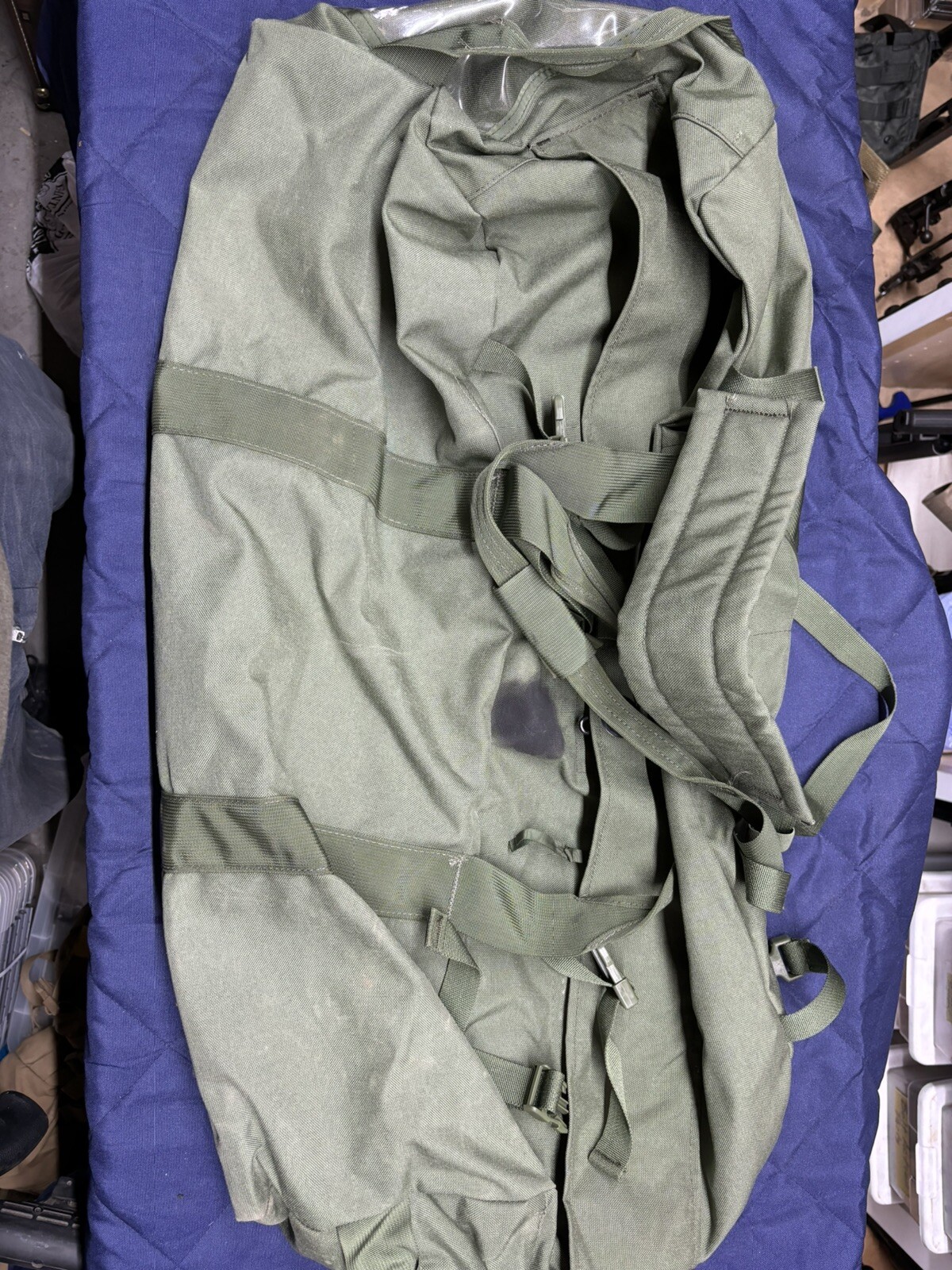 US Military Army IMPROVED Duffle Bag Back Pack USGI - OD GREEN Side Zip