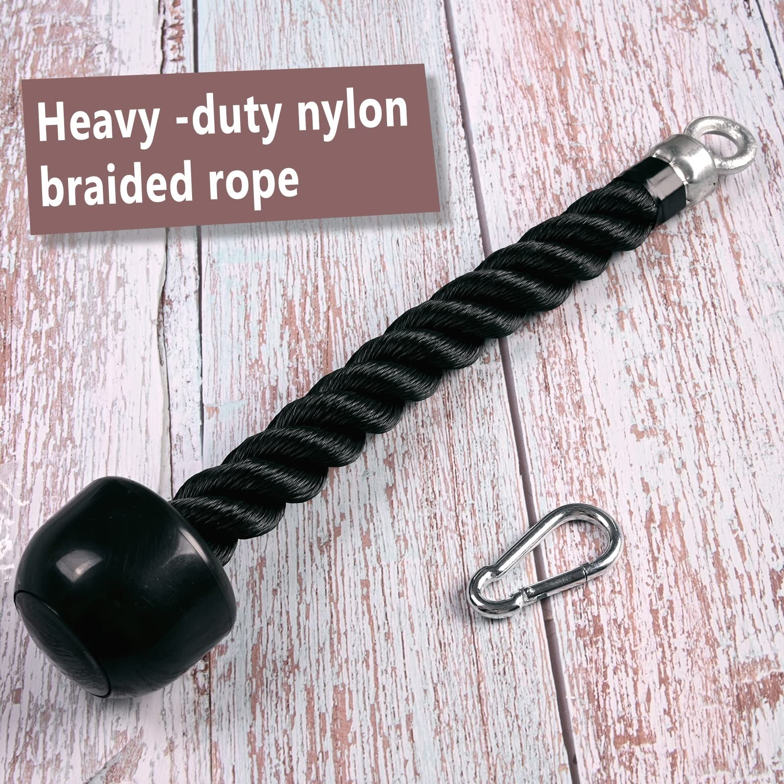 Pull Down Tricep Rope Kit, Non Slip Cable Attachment for Gym Face Pulls, 2 Hook