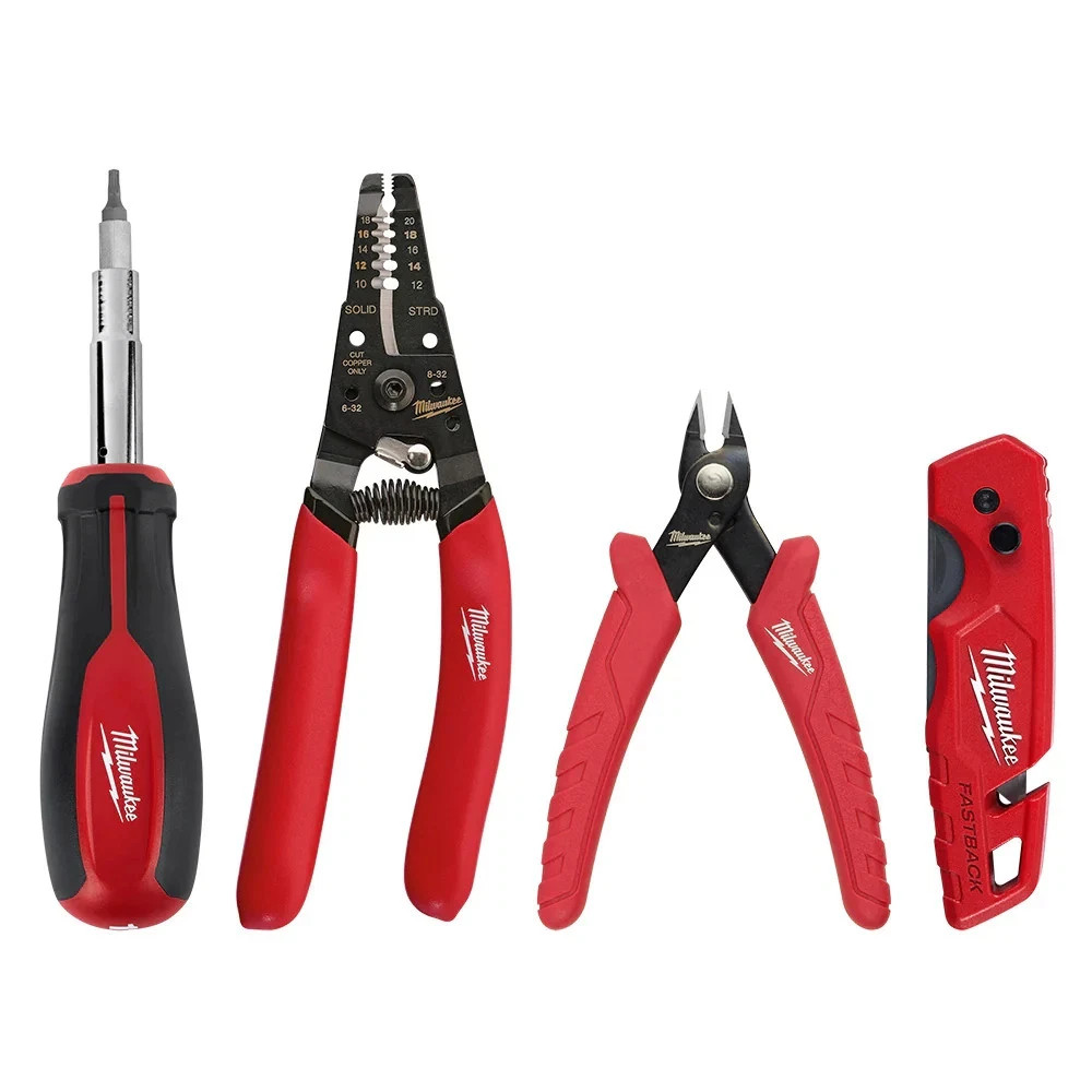 MILWAUKEE 48-22-6119 ELECTRICIAN'S HAND TOOL SET (4-PIECE) 11-IN-1 SCREWDRIVER..