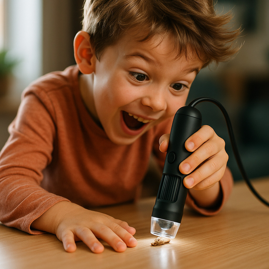 2-in-1 Handheld Kids Digital Microscope & Camera 200W Px