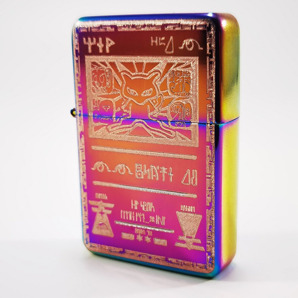 BRAND NEW - BRUSHED STYLED CIGARETTE PETROL LIGHTER - ANCIENT MEW