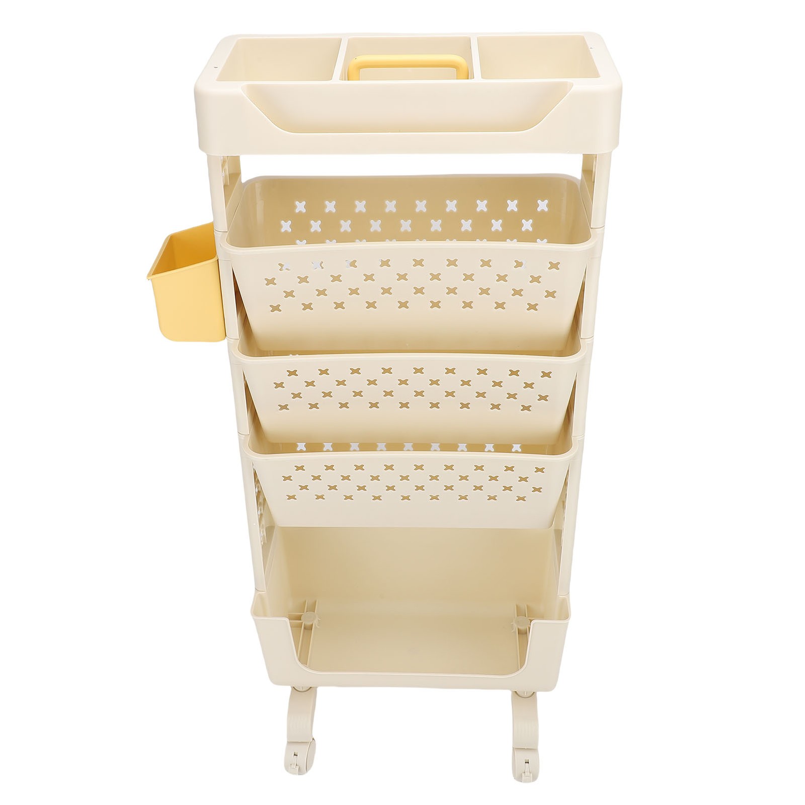 Rolling Book Cart 5 Tier Multi Functional Movable Storage Book Rack White