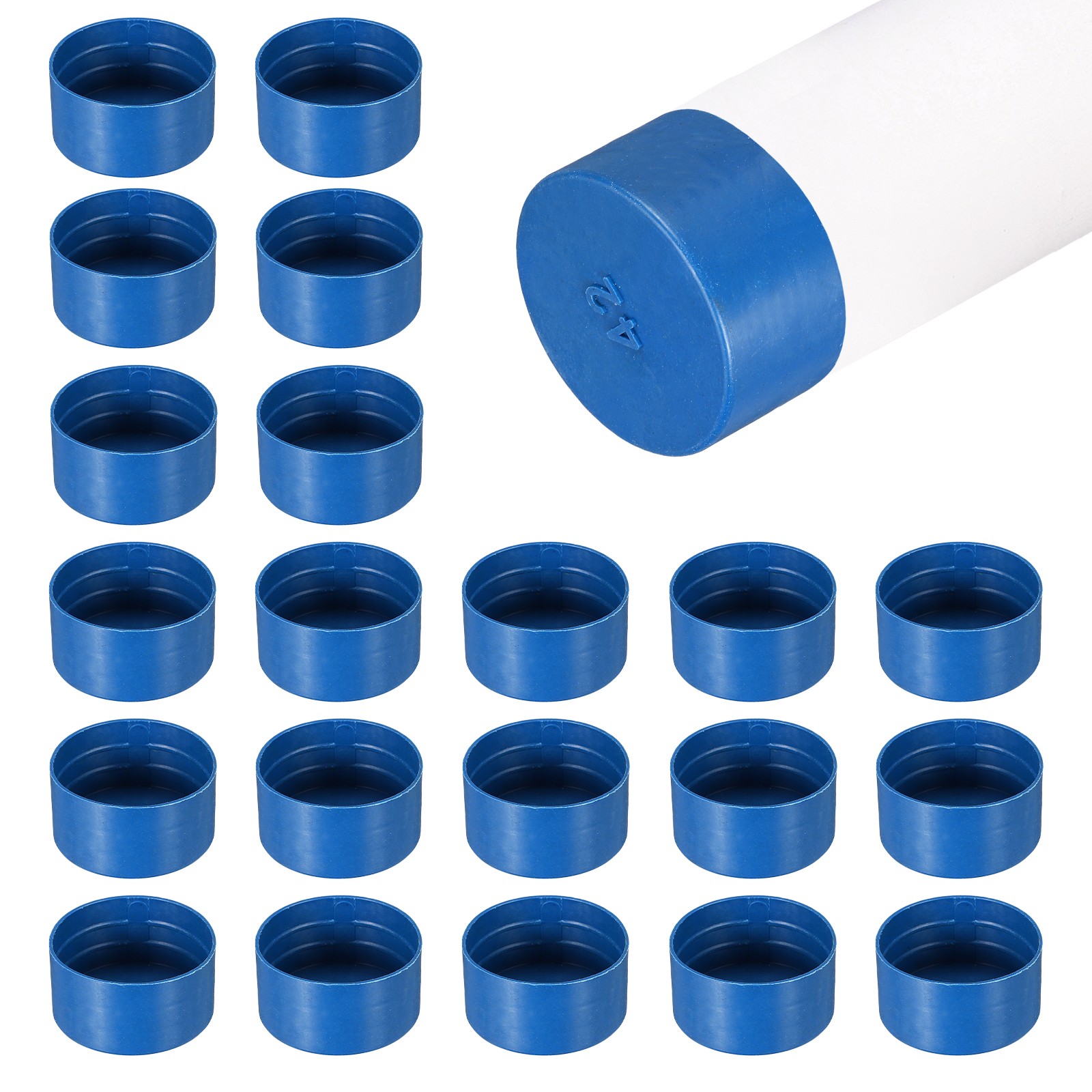 50Pcs Tube End Cap Plastic Plugs, Round Plastic Plug Fit 1.65" OD Tube, Blue