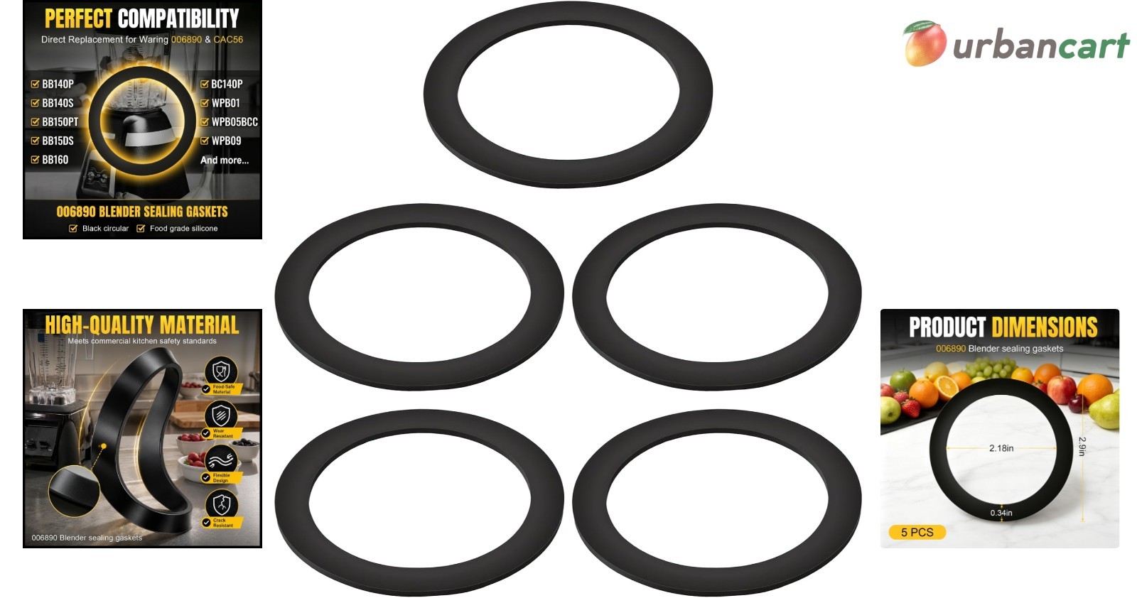 Universal Blender Gasket Replacement (5-Pack) for Leak-Proof Sealing