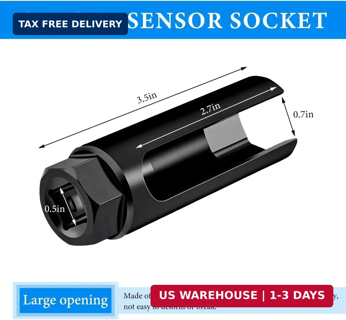 Oxygen Sensor Socket, Chromed-Vanadium Steel Oxygen Sensor Wrench Removal Tool w