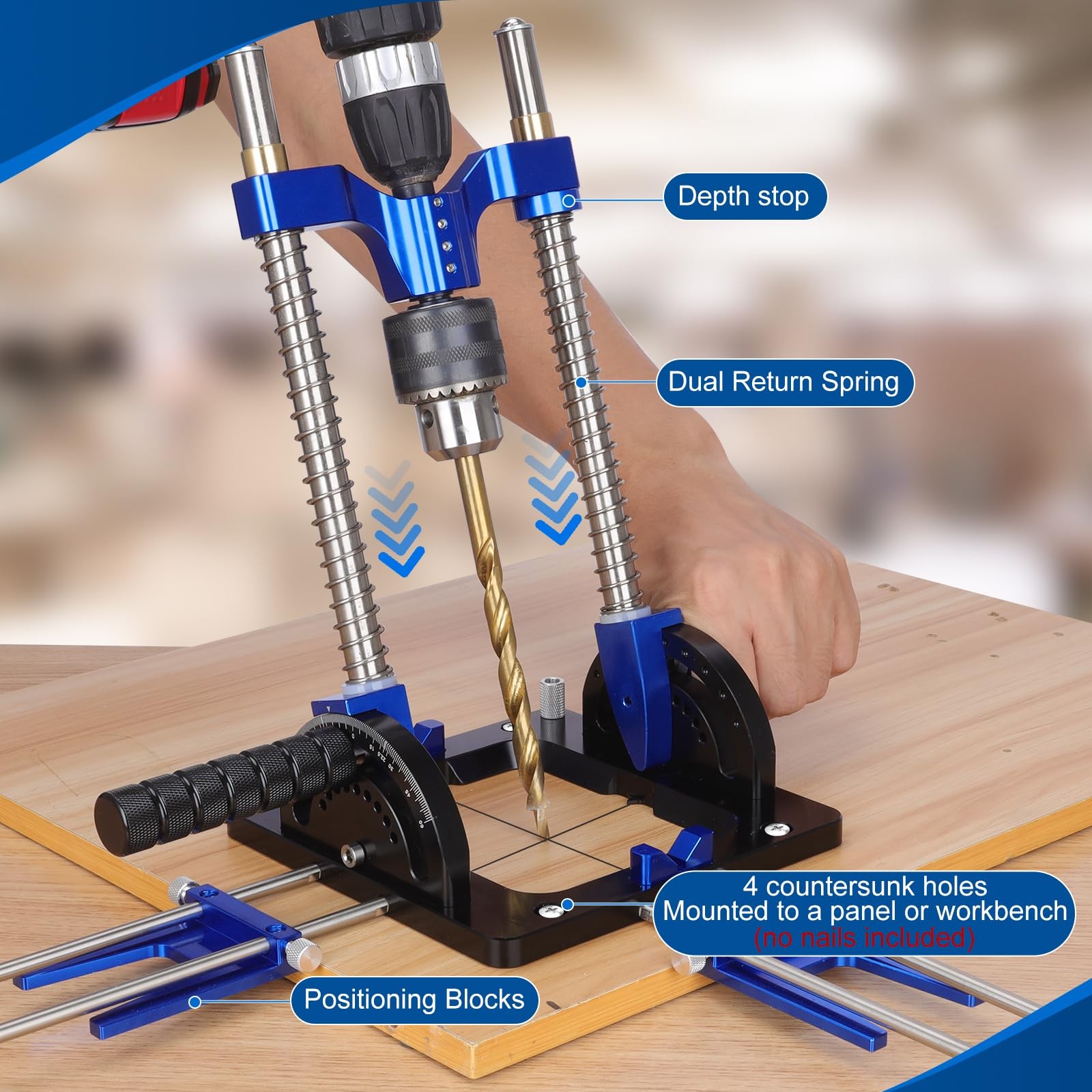 Upgraded Portable Drill Guide, Adjustable 0Â°to 60Â°Multi Angle Drill Guide for