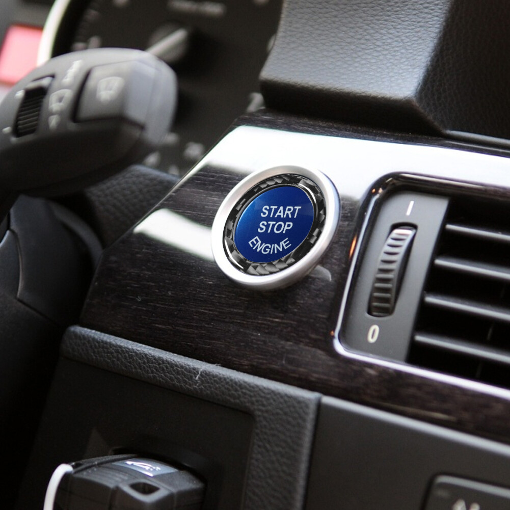 Engine Start Stop Button Replacement With Ring For BMW E90 E92 E93 2009-12 Blue