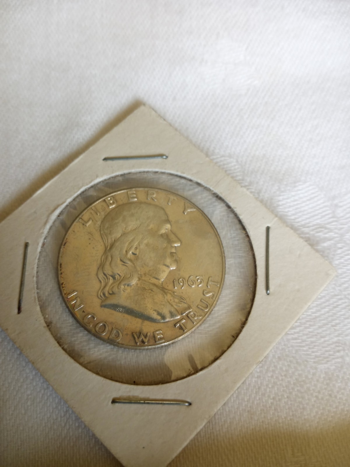 1963 Benjamin Franklin Half-Dollar 90% Silver, Circulated.