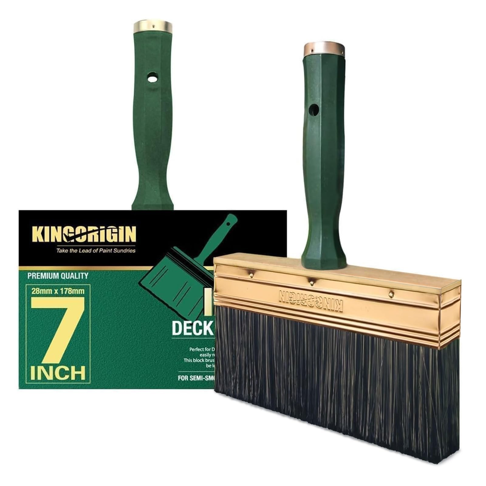 7 Inch Paint Brush, Quick Deck Brush with Threaded Handle for Extension Use, ...