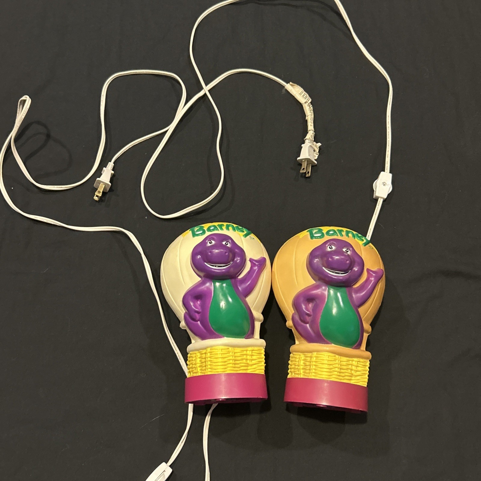 Vintage 1992 Barney Hot Air Balloon Light/Lamp 8” (RARE) Lot Of 2 W8