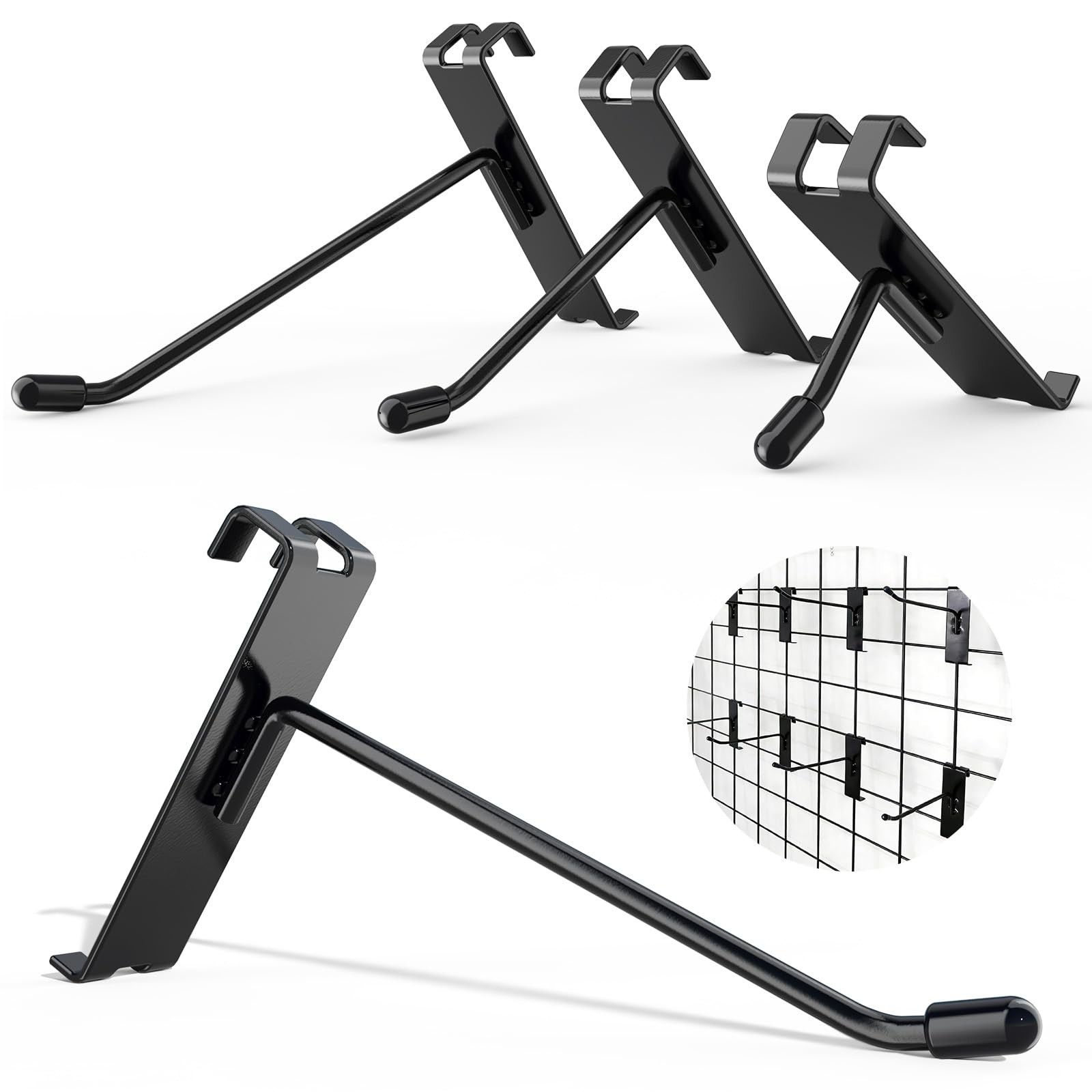 50 PCS 4 Inch AntiScratch Black Gridwall Hooks 15 Tilt Panel Hangers Retail