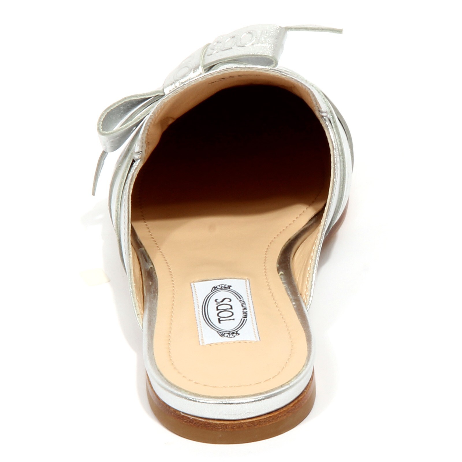 F9626 sabot donna silver TOD'S scarpe fiocco bow loafer shoe woman