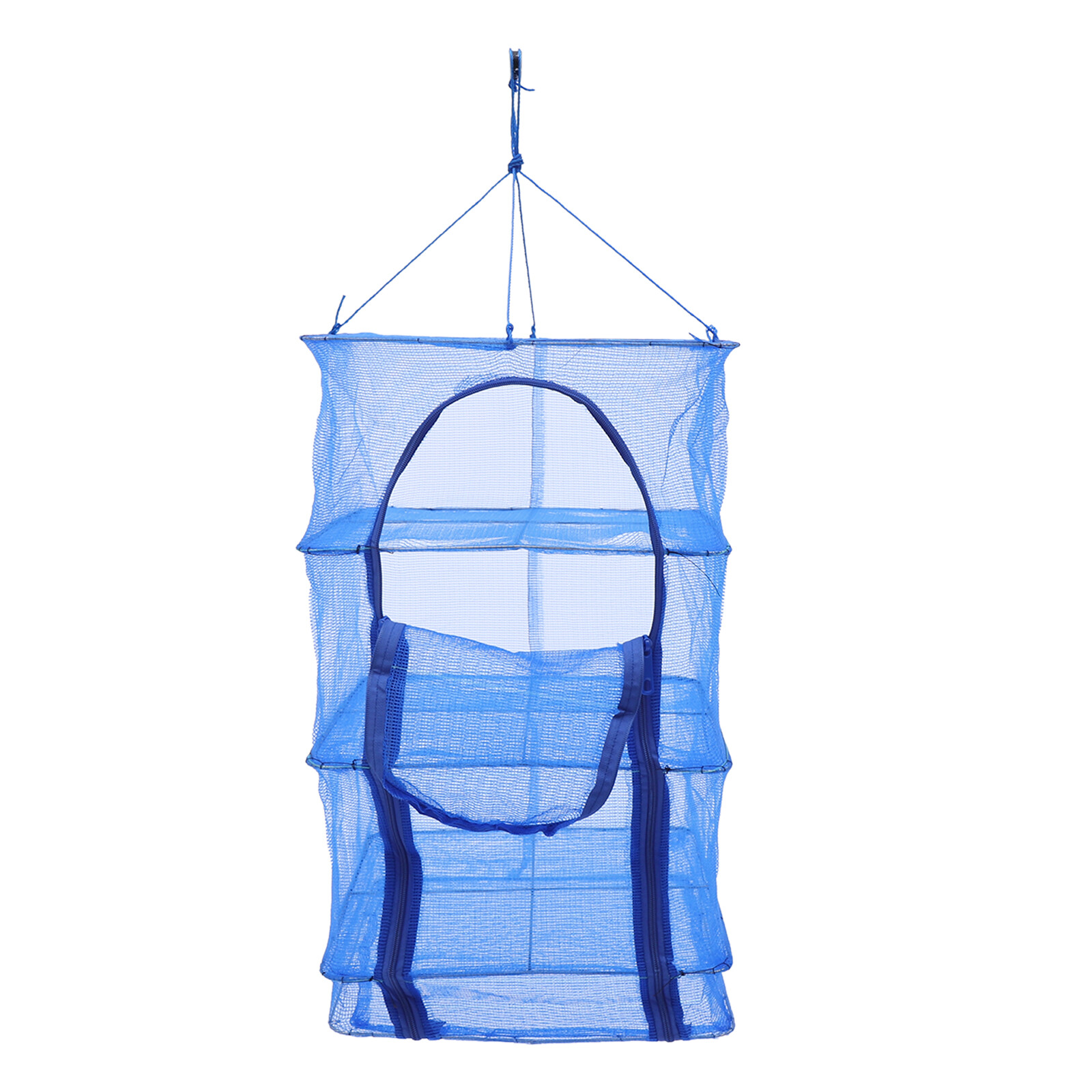 4-Layer Herb Food Fish Drying Rack Hanging Mesh Drying Net Foldable w/ Zipper
