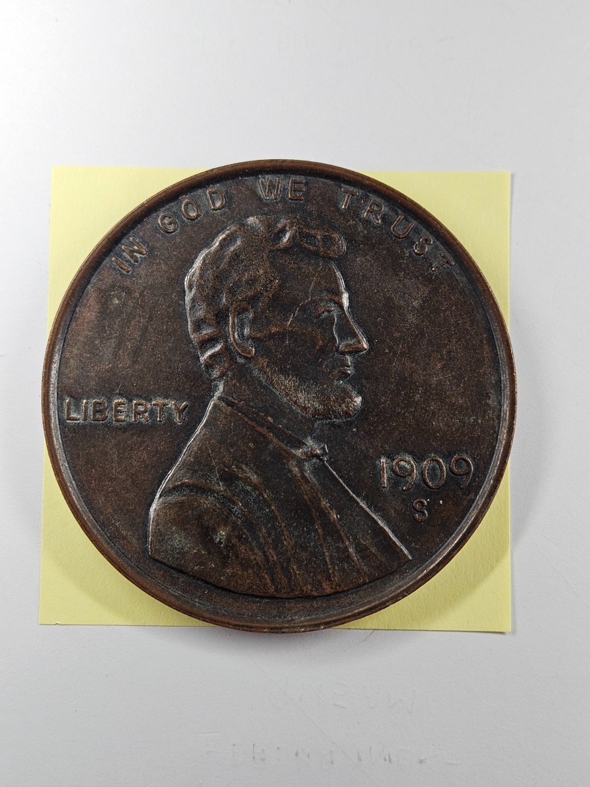 COINS - NOVELTY - LARGE PENNY 3" DIAMETER - 1909 S