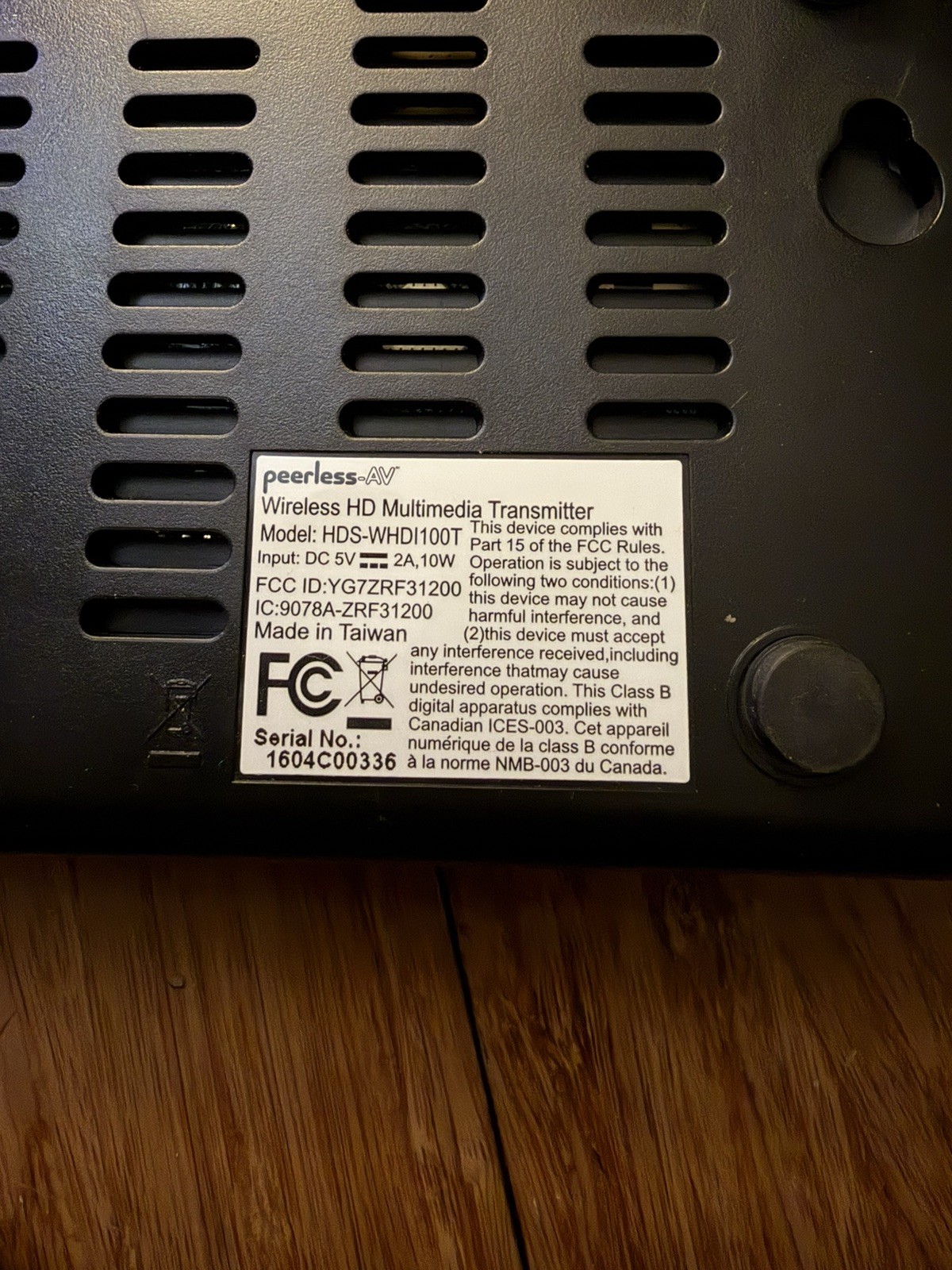 Peerless AV HDS-WHDI100T PeerAir Wireless HD Multimedia Transmitter / Receiver