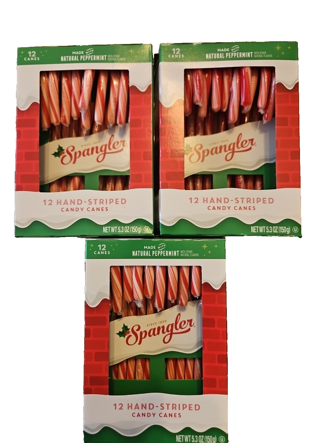 Spangler Candy Canes Natural Peppermint 3 boxes of 12  Exp. 05/29/27