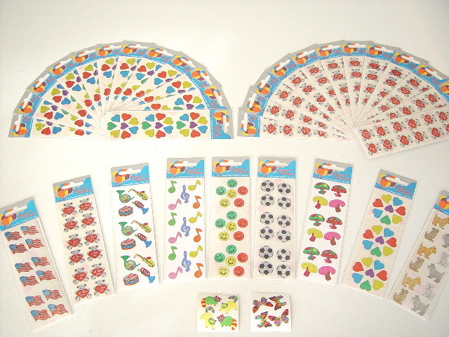 12 packages of Prismatic Teddy Bear Stickers, "Great 7" Sticker designs, PPZ6111
