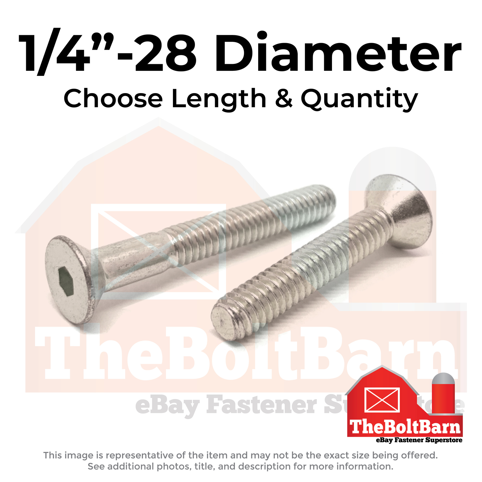 1/4"-28 Stainless Steel Flat Socket Head Cap Screws (Choose Length & Qty)