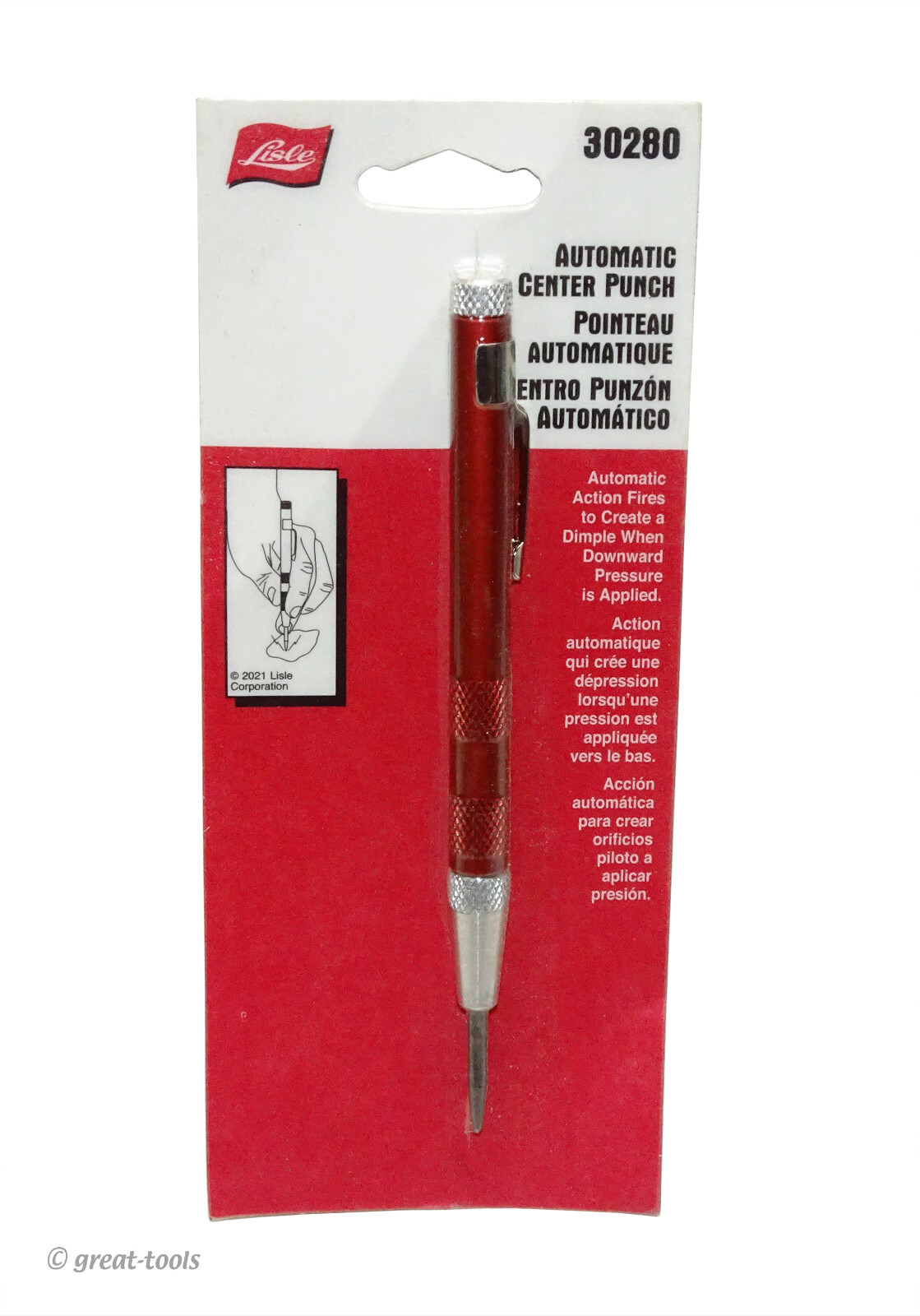 AUTOMATIC CENTER PUNCH – Lisle Tools – Made in the USA – metalworking tool