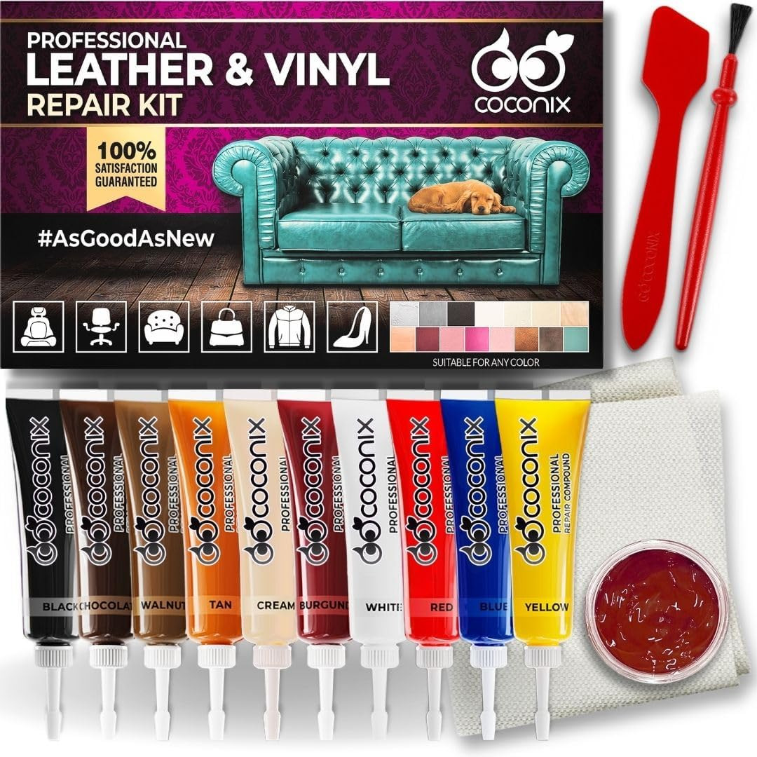 Leather & Vinyl Repair Kit | Fix Tears, Holes, Scratches, and Peeling on Leather