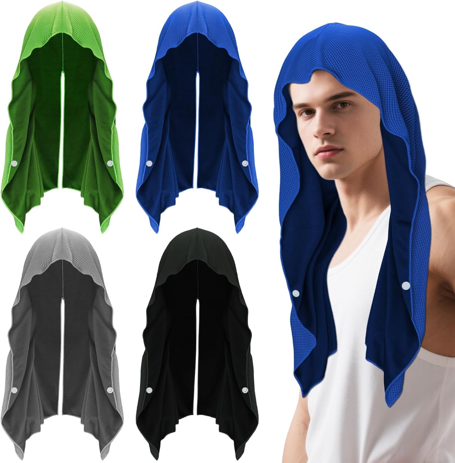 4 Pack Cooling Hoodie Towels Cooling Towels for Neck and Face Quick Drying Sweat