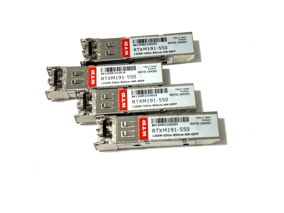 Lot of 4 WTD Transceiver Module RTXM191-550 1250m-550m-850nm-MM-ESFP