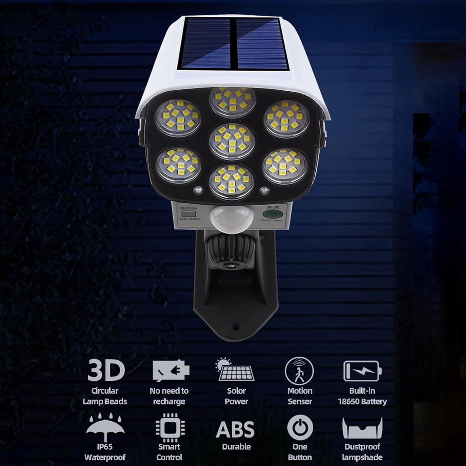 Solar Motion Sensor Wall Light Outdoor Garden Wireless 77 LED Security Spotlight