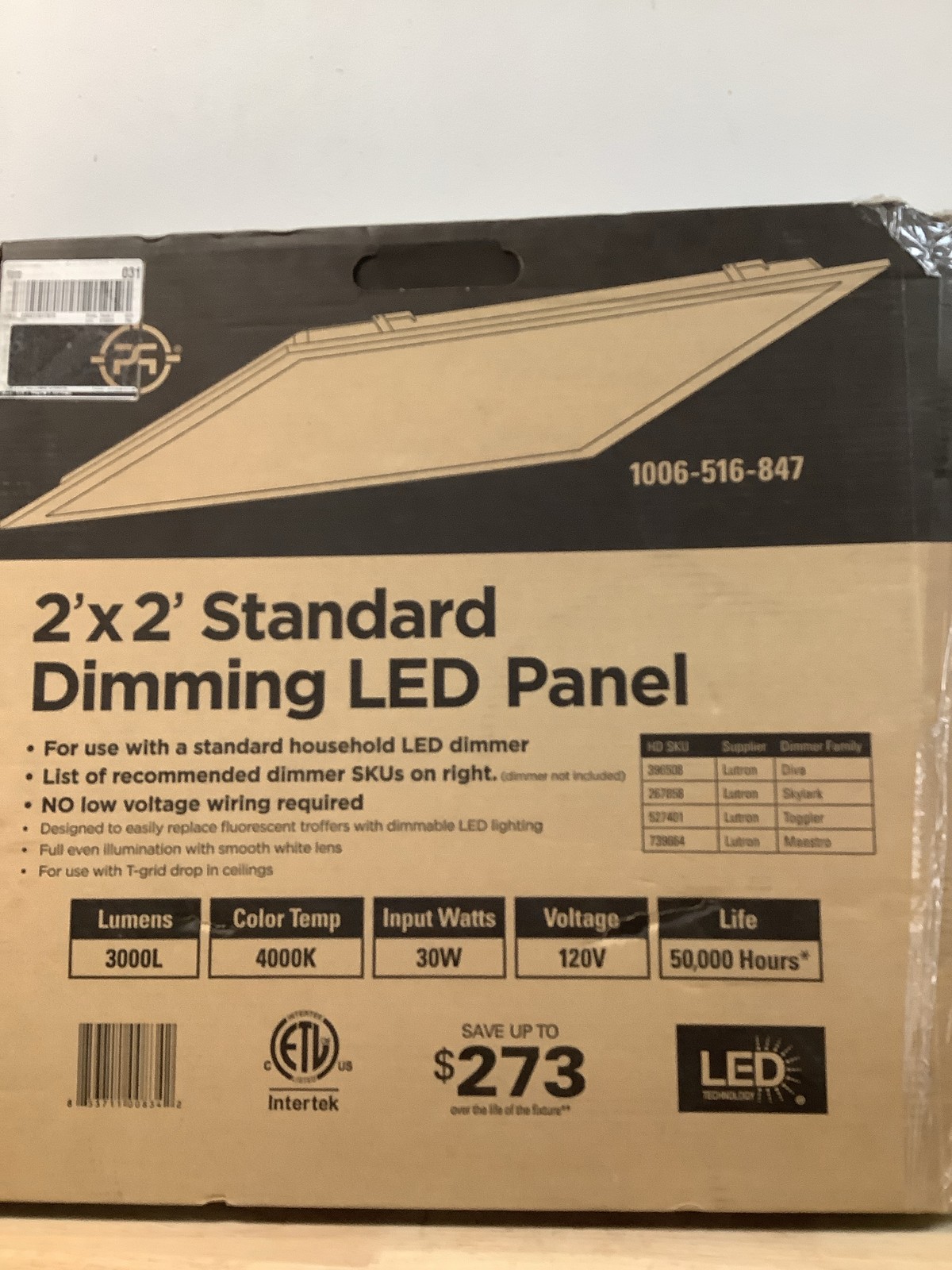 Unbranded 2x2 LED Panel Light, 3000 Lumens, 4000K