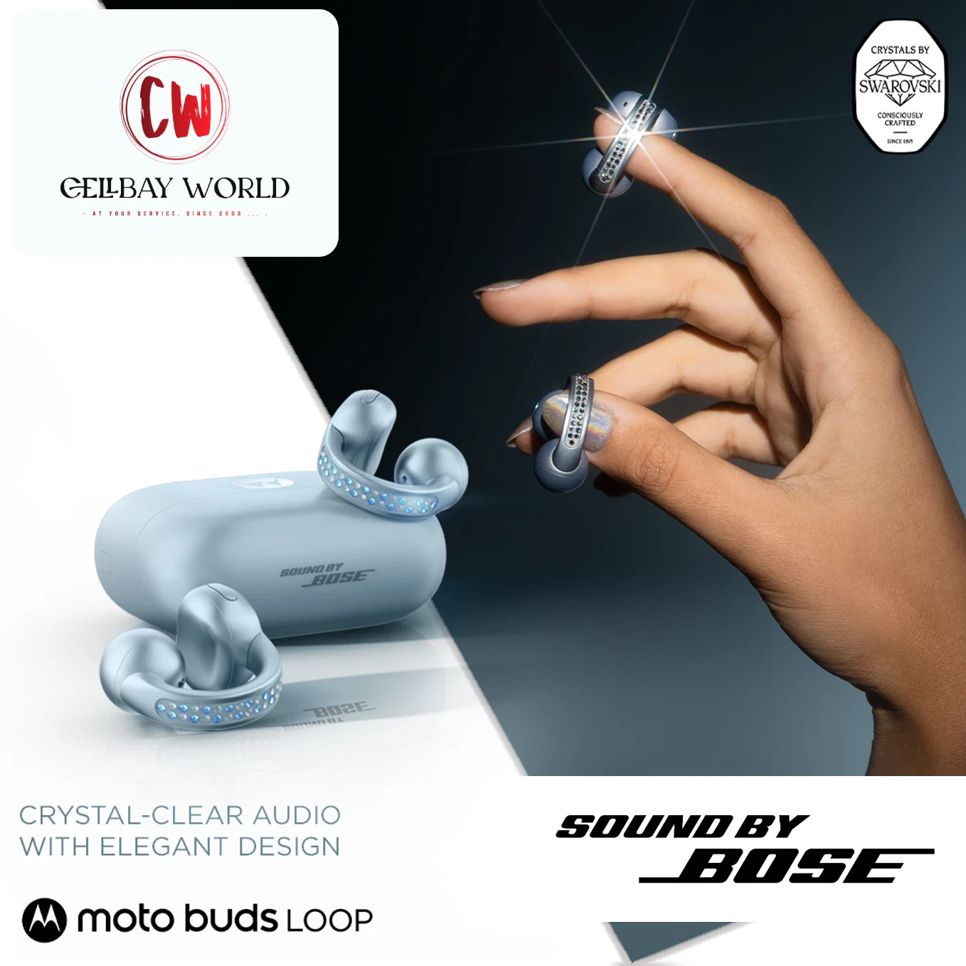Motorola Moto Buds Loop Sound by Bose Wireless Earphones Ice Melt - US Duty Paid