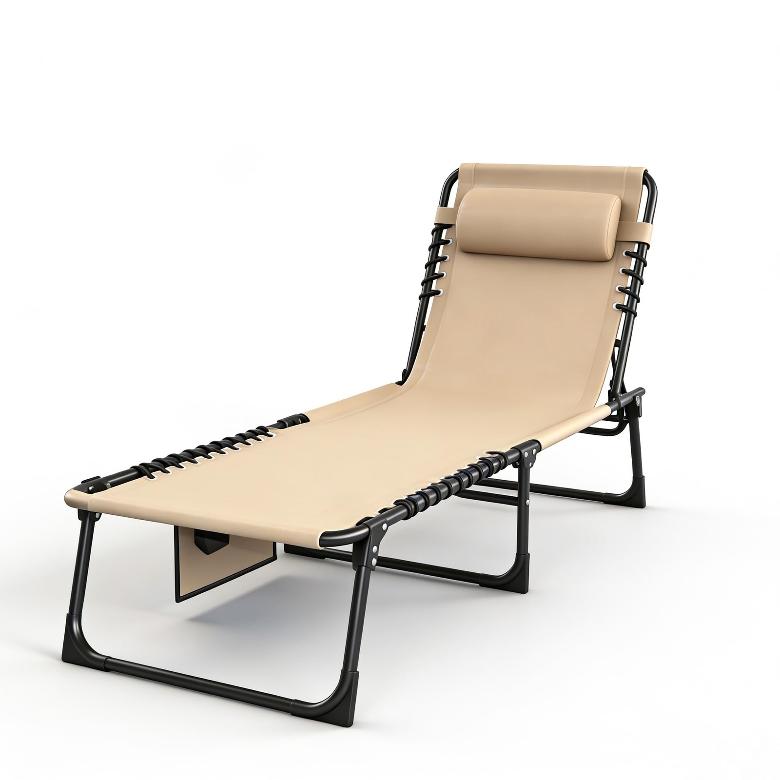 Folding Chaise Lounge Chair 5-Position Adjustable Outdoor Recliner 400LB Capa...