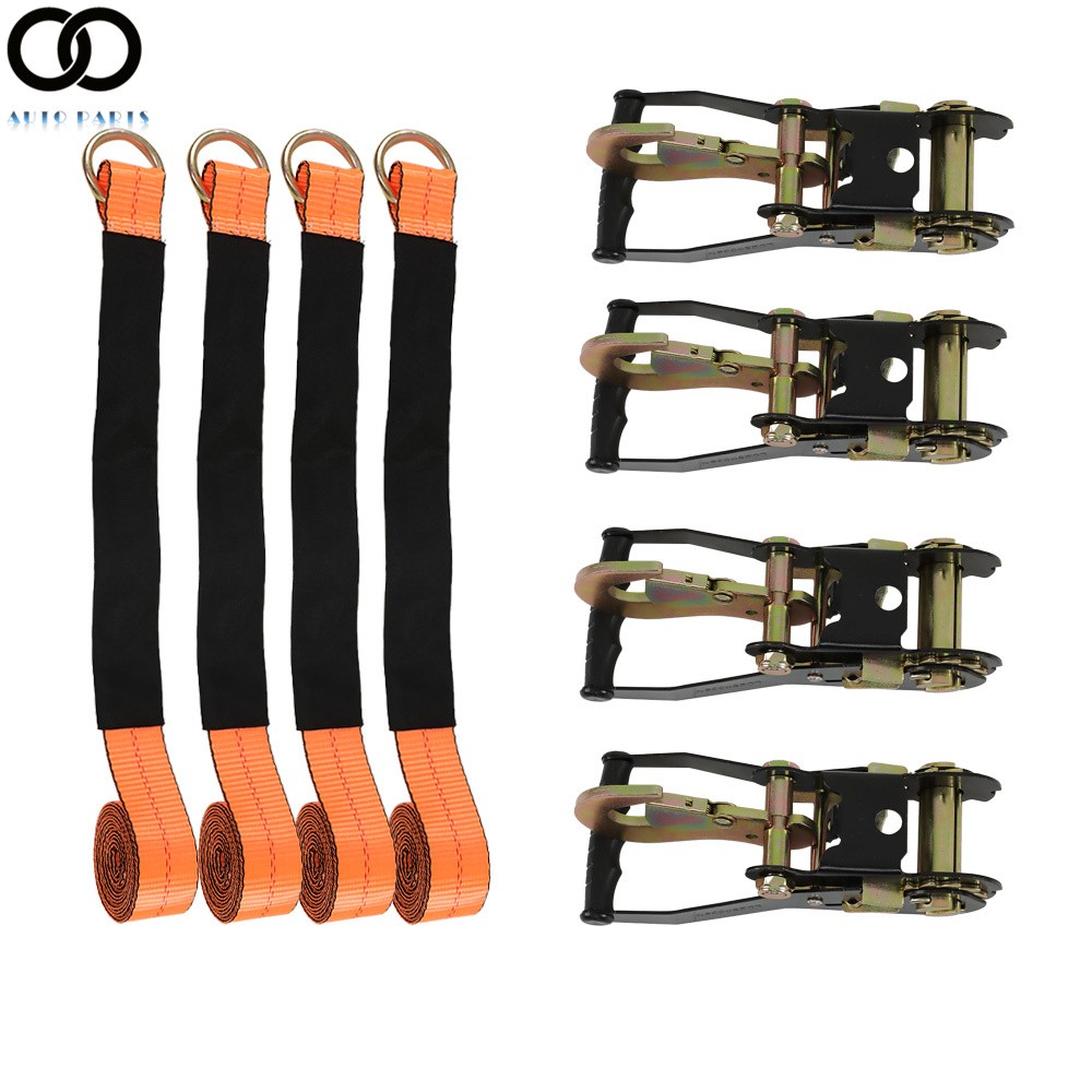 2 " x 96 " - 4 Pack - 3,300 Pound Safe Working Load Car Tie Down with Snap Hooks