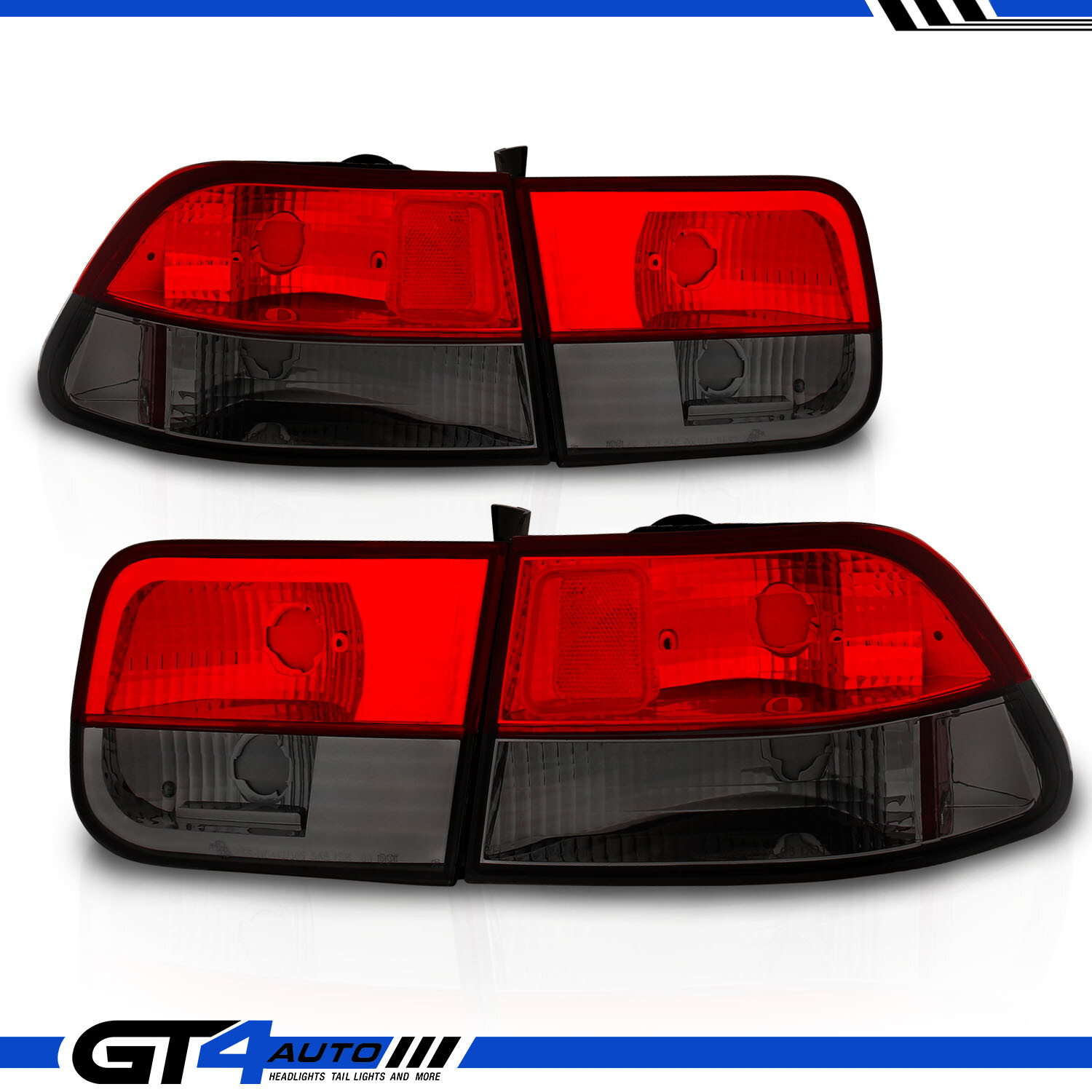 1996-2000 For Honda Civic 2DR Coupe Smoke Red Crystal Tail lights Brake Pair