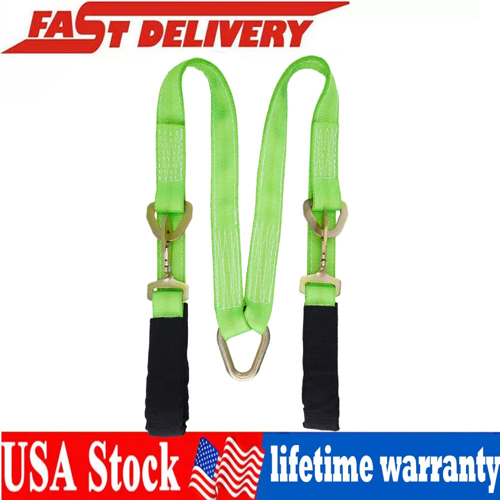 Tow V-Bridle Recovery Strap 2"x4' w/Snap Hooks w/ Cordura Sleeve & Axle Straps
