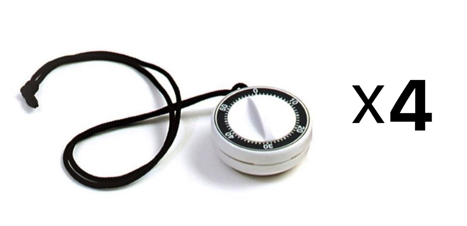 Norpro 60-Minute Plastic Timer on a Rope with Magnet on Back, White (4-Pack)