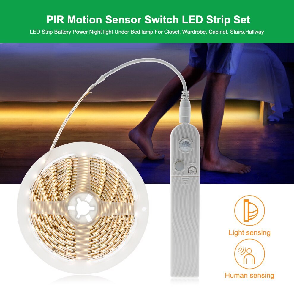 Motion Sensor LED Strip PIR Sensor LED Strip 2835 forDIY Under Bed Light Bedroom