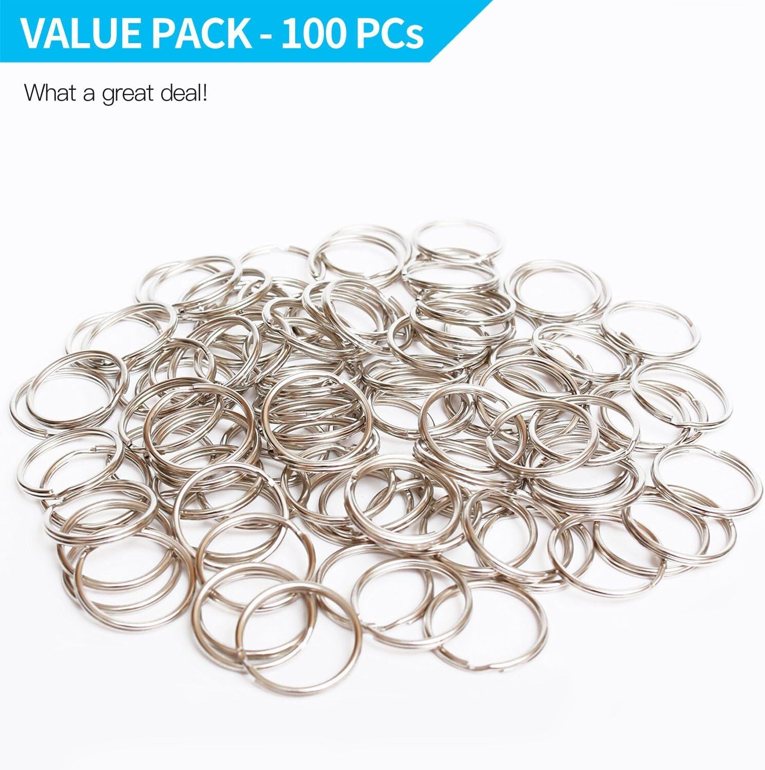 6 PCS Split Key Rings 1" (25mm) Secure Keychain Items Split Ring