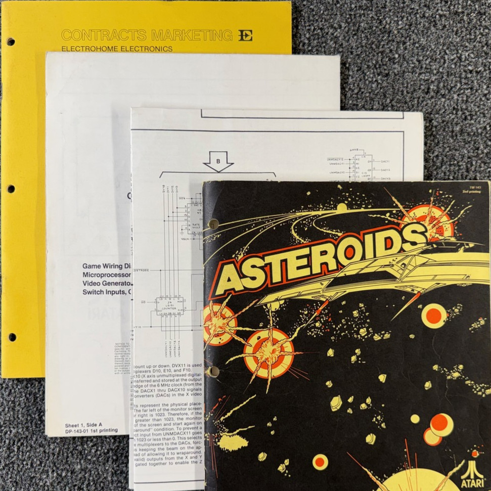 Atari Asteroids Arcade Video Game Manual Schematics Parts BONUS PACKET ORIGINAL