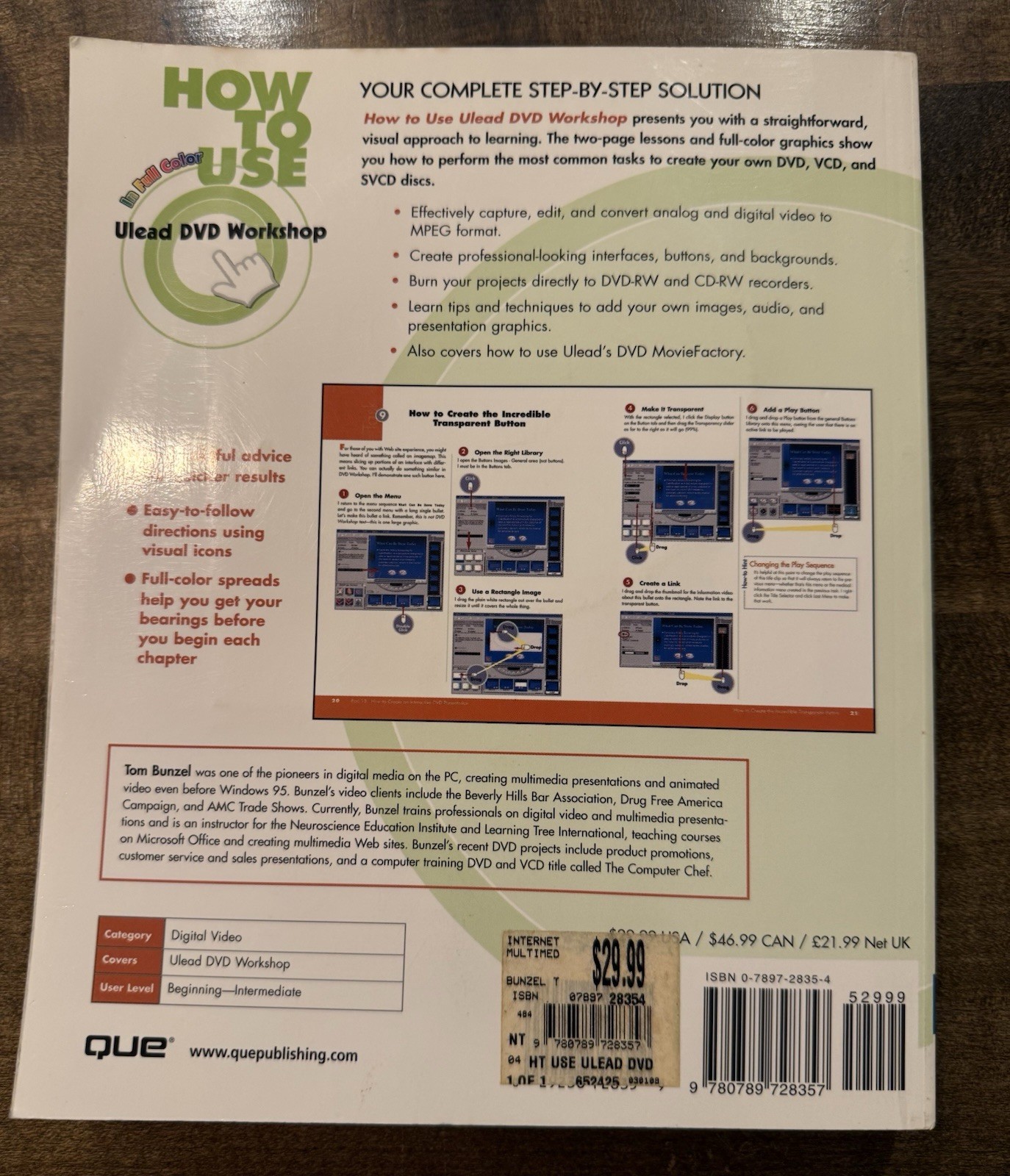 QUE How to Use ULEAD DVD Workshop DVD w/ Software, Projects & Video IN COLOR