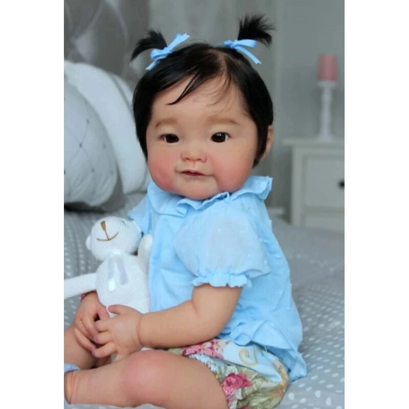 19" Lifelike Finished Reborn Baby Doll Artist Painted Hand-Rooted Hair Doll Gift