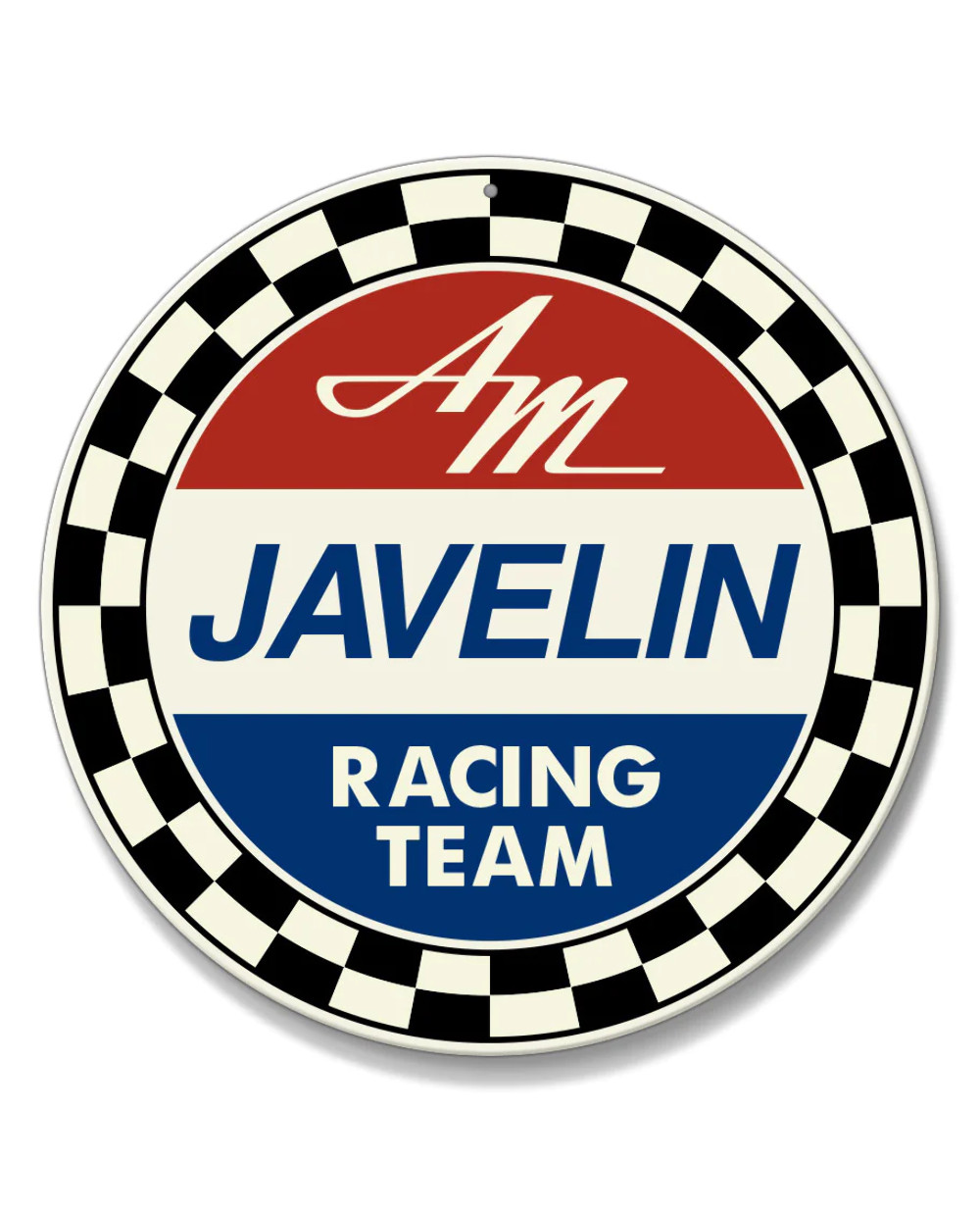 AMC Javelin Racing Team Design Novelty Round Aluminum Sign - Made in the USA