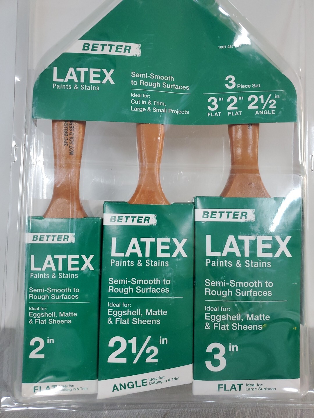 Better 3 Pack Latex Paints And Stains 2" 2 1/2" 3" Brushes