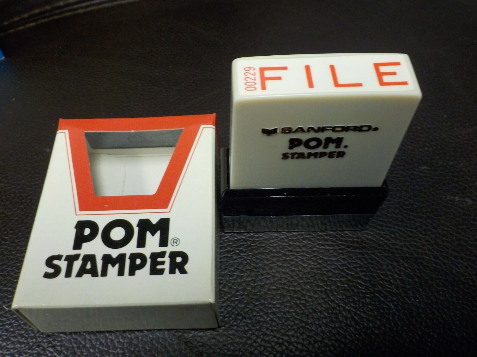 Vintage SANFORD POM "FILE" pre-inked re-inkable Stamp Japan