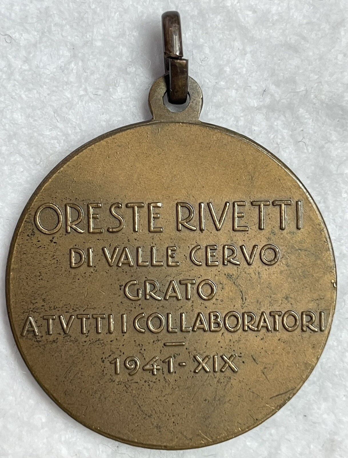 Oreste Rivetti Valle Cervo 1941 Wool Factory Medal
