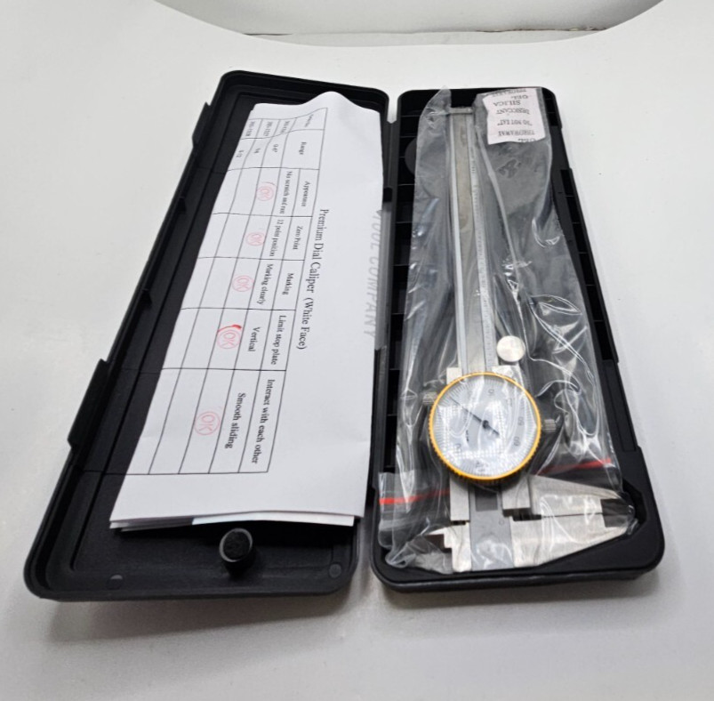 Premium Dial Caliper Whiteface w/Case, .001” Shock Proof 303-1326