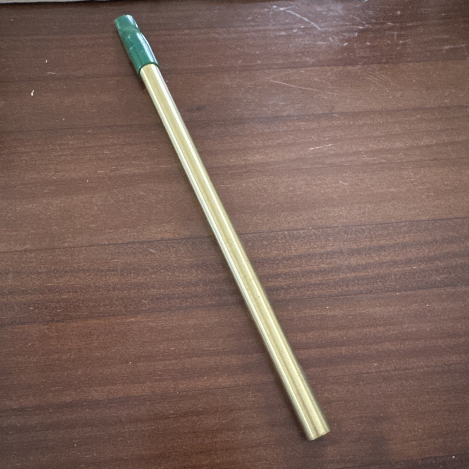 Vintage 80s Waltons D Classic Irish Brass Whistle Flute Green mouthpiece 11.5"L